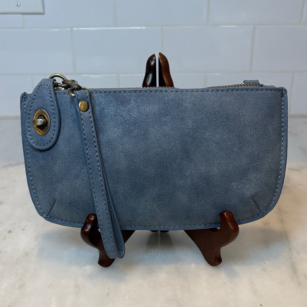 Joy Susan Crossbody Suede Vegan Wristlet Clutch handbag purse pocketbook minibag